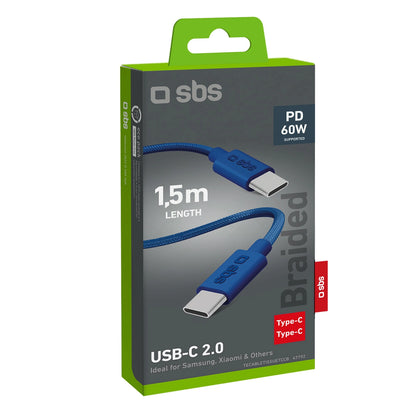 SBS TECABLETISSUETCCB USB-C - USB-C 1.5m 60W braided cable - blue_1