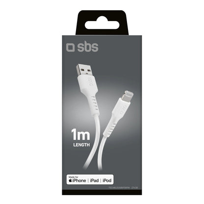 SBS TECABLEUSBIP589W USB-A - Lightning Cable - White_1