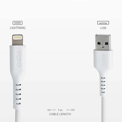 SBS TECABLEUSBIP589W USB-A - Lightning Cable - White_4
