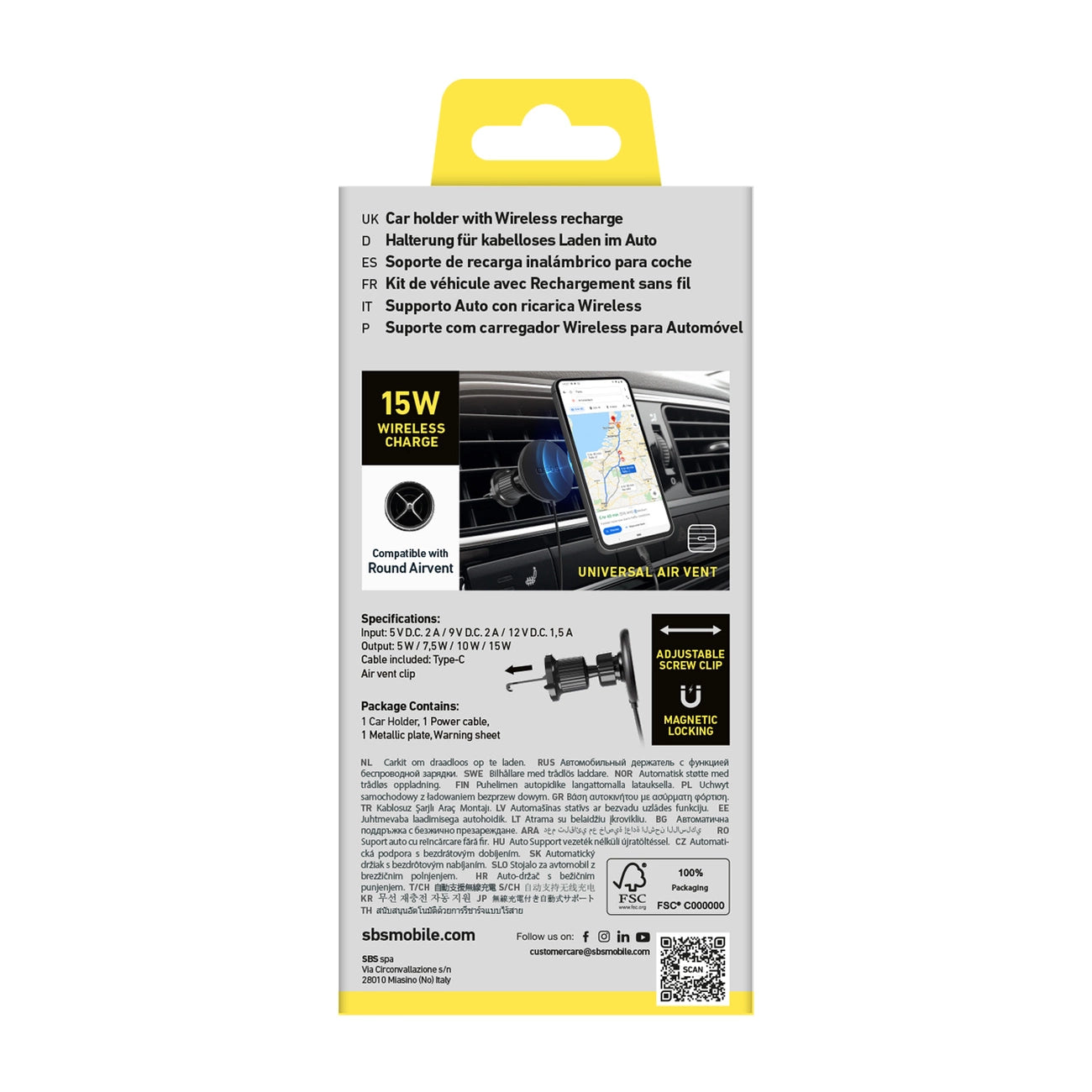 Smartphone holder with infusion charger SBS TESUPPMAG15WVENT compatible with MagSafe - black_2