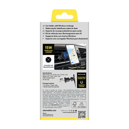 Smartphone holder with infusion charger SBS TESUPPMAG15WVENT compatible with MagSafe - black_2