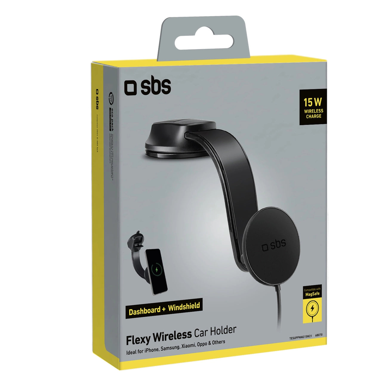 Smartphone holder with inductive charger SBS TESUPPMAG15W2115W compatible with MagSafe - black_1