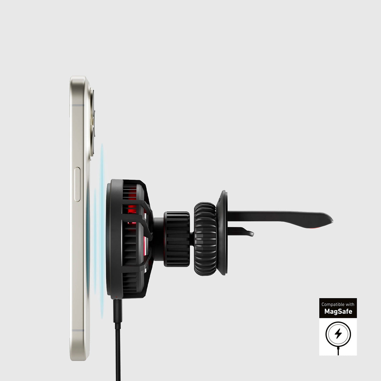 Smartphone holder with inductive charger SBS TESUPFANWIR15W 15W for air vent, with cooling - black_10