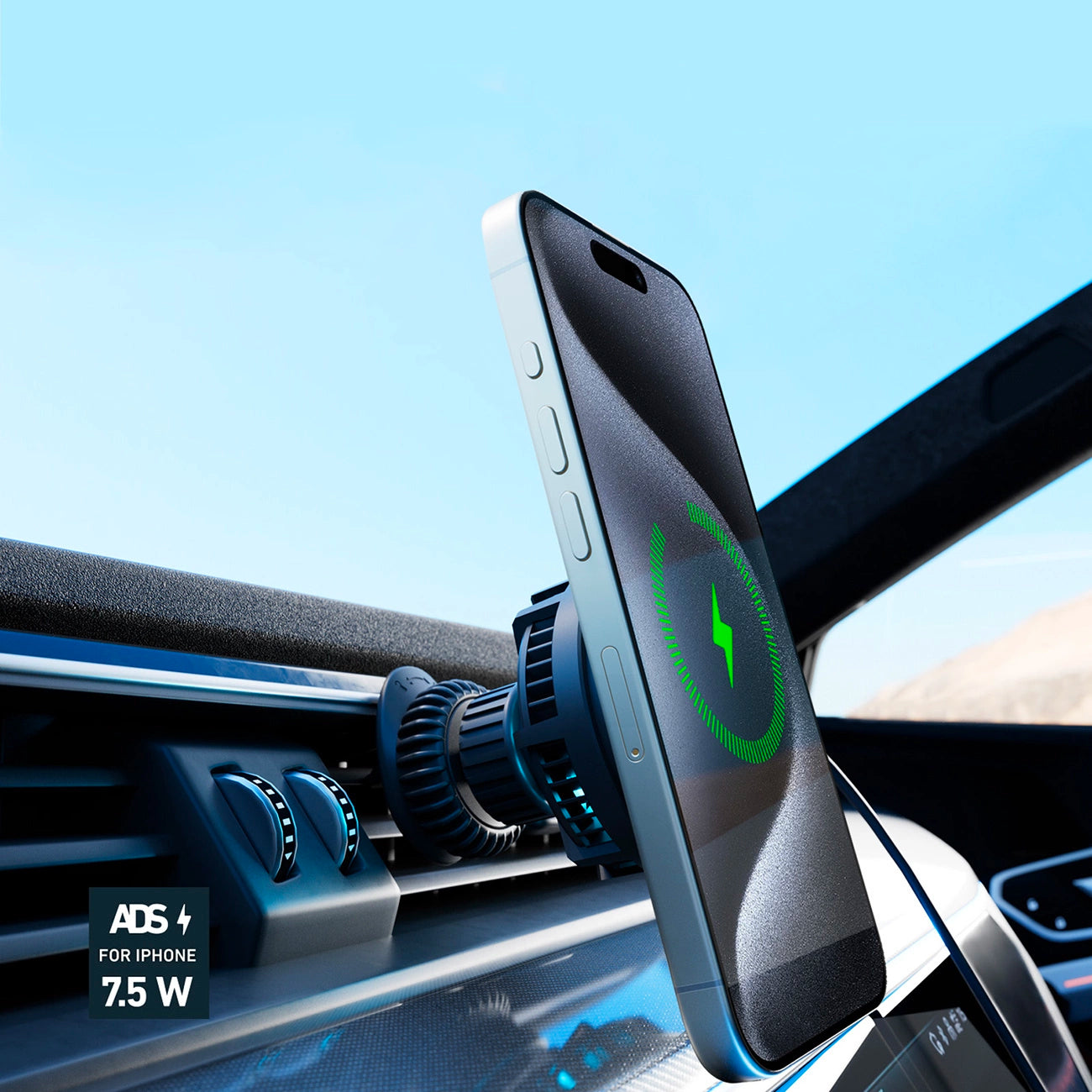 Smartphone holder with inductive charger SBS TESUPFANWIR15W 15W for air vent, with cooling - black_12