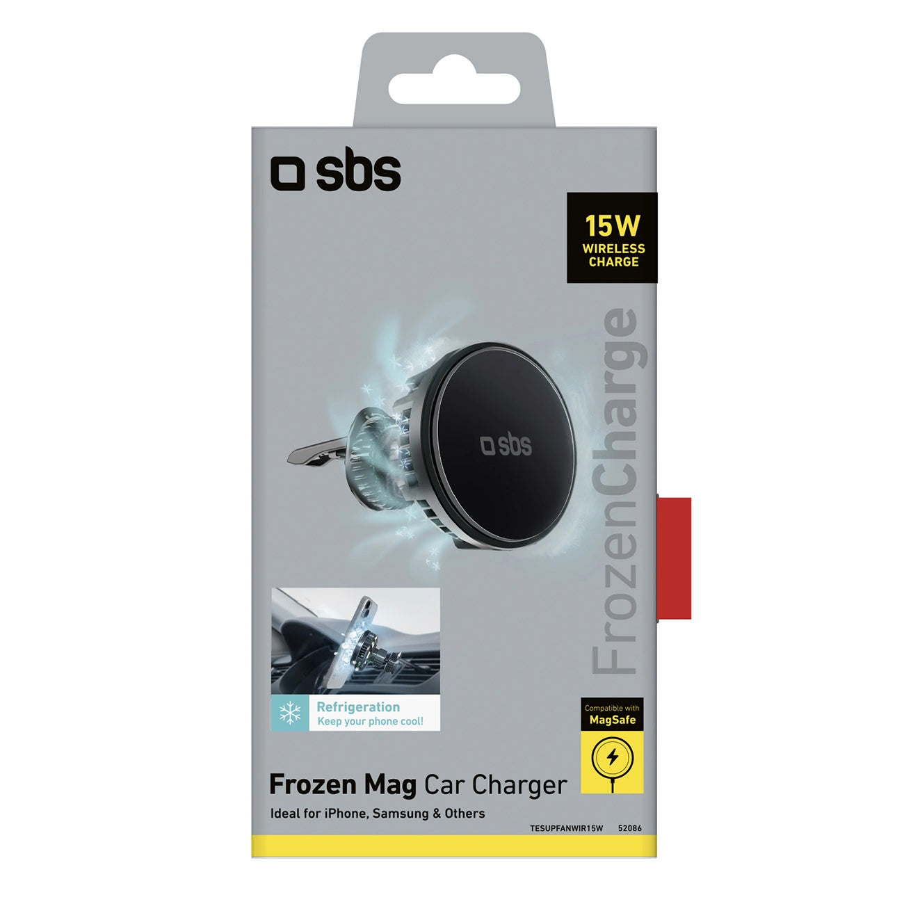 Smartphone holder with inductive charger SBS TESUPFANWIR15W 15W for air vent, with cooling - black_3