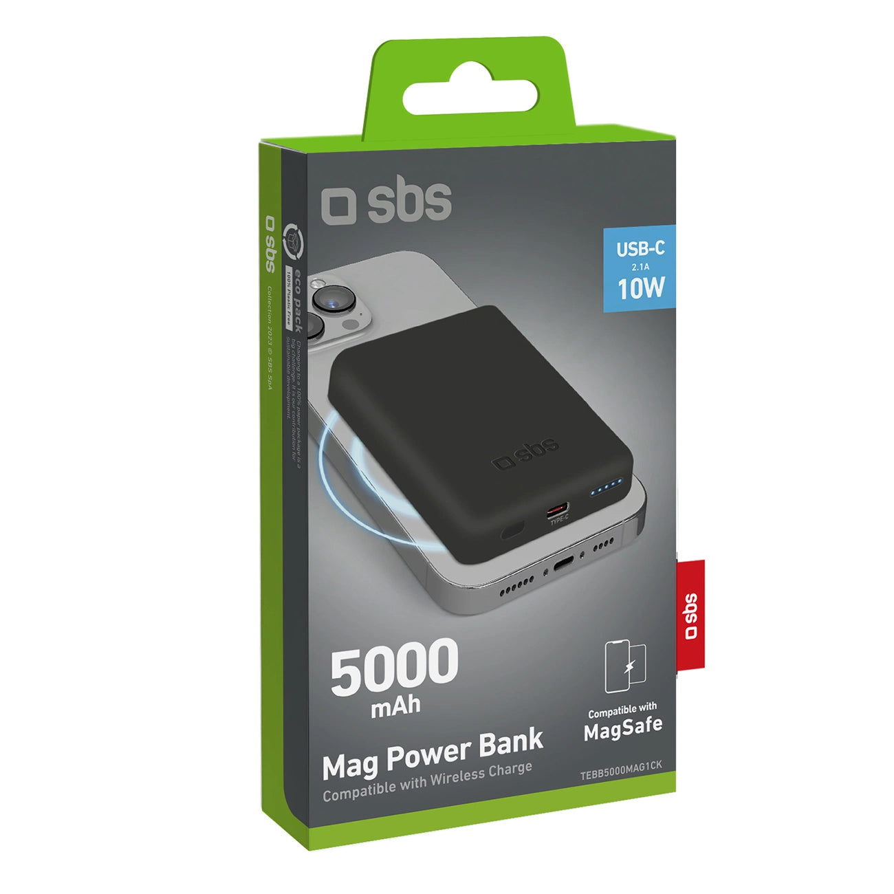 SBS TEBB5000MAG1CK Wireless Power Bank 5000 mAh USB-C, MagSafe Compatible - Black_1