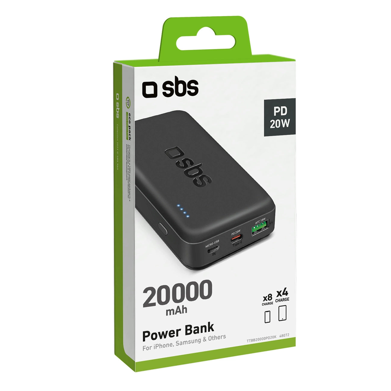 Powerbank SBS TTBB20000PD20K 20000 mAh 20W PD USB-C, USB-A, Micro-USB - black_1