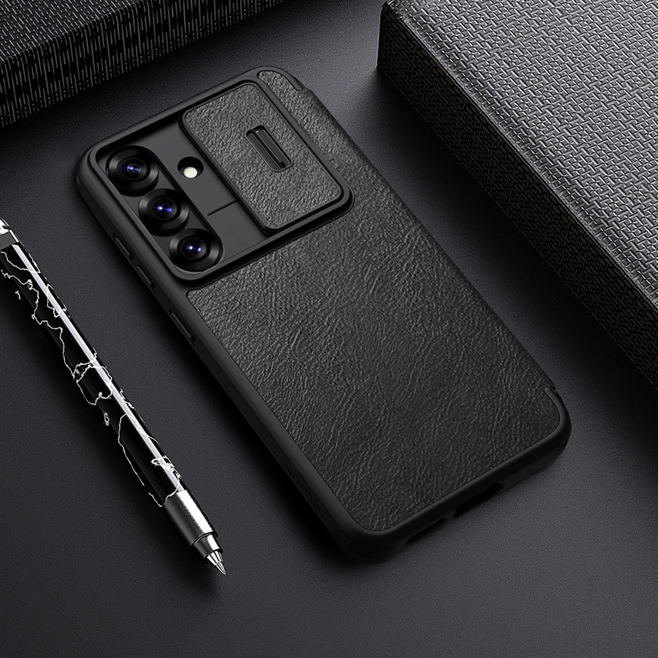 Nillkin Qin Pro Case for Samsung Galaxy S25+ with Flip and Camera Cover - Black_5