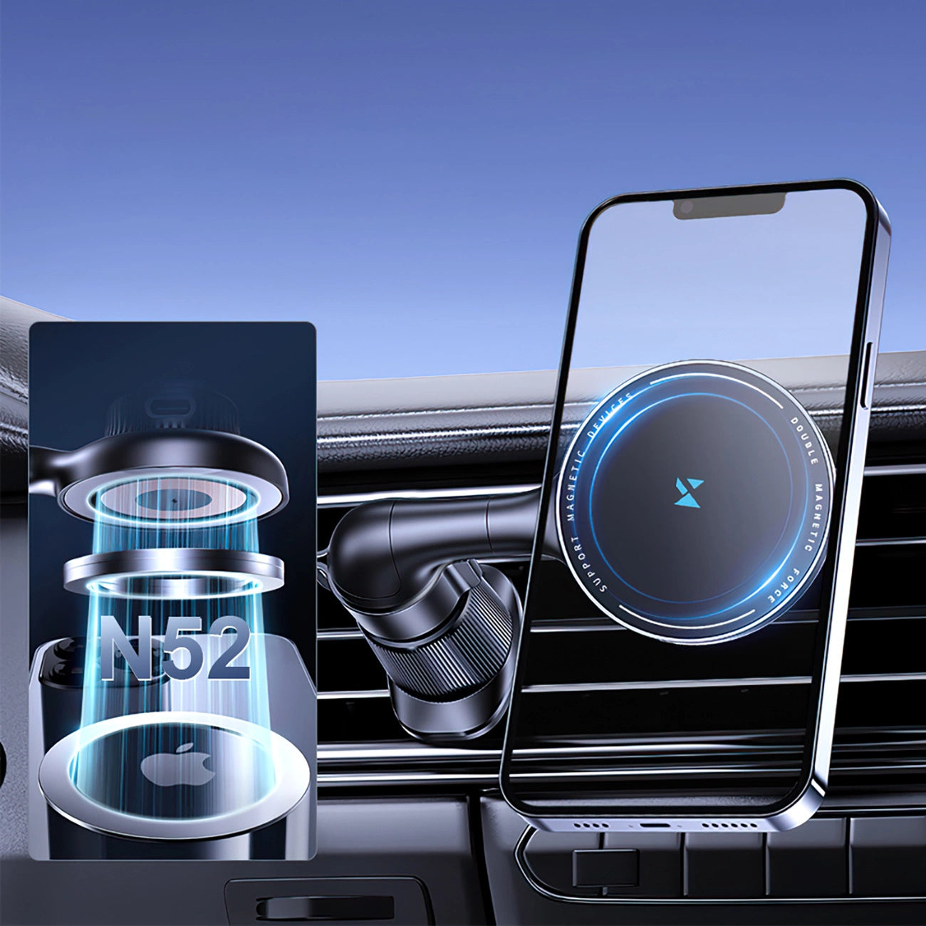 Wozinsky WCT5-6S4Y Car Holder with Qi/MagSafe 15W Inductive Charger for Air Vent - Black_6