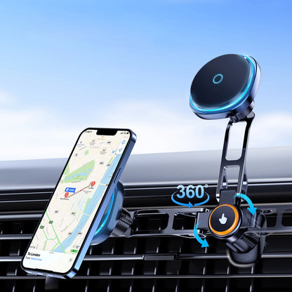 Wozinsky WCT5-6S2Y Car Holder with Qi/MagSafe 15W Inductive Charger for Air Vent - Black_2