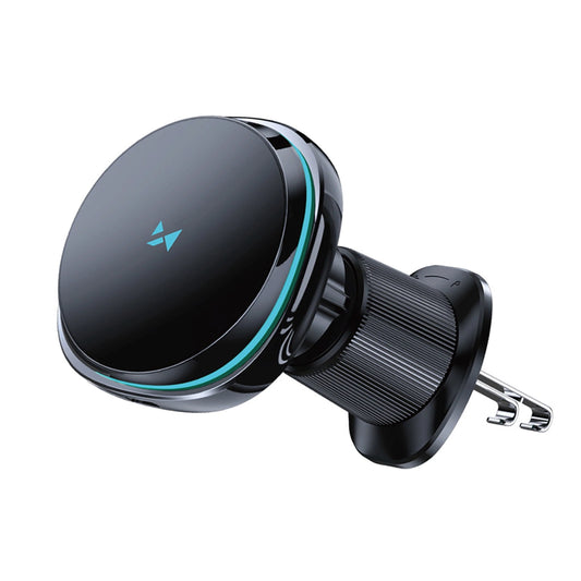Wozinsky WCT5-Q6S2Y Car Holder with Qi/MagSafe 15W Inductive Charger for Ventilation Grill with Fan - Black_0