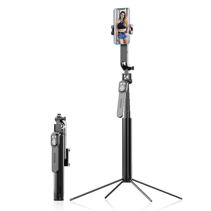 Wozinsky WST-360YS Selfie Stick with Tripod Function with 360° AI Auto Face Tracking Gesture Control - Black_0