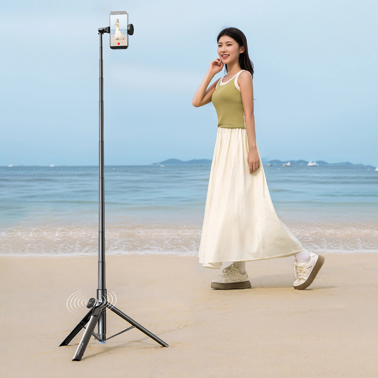 Selfie stick Wozinsky WRZP1 with automatically extendable legs, tripod function, 1.7m - black_12