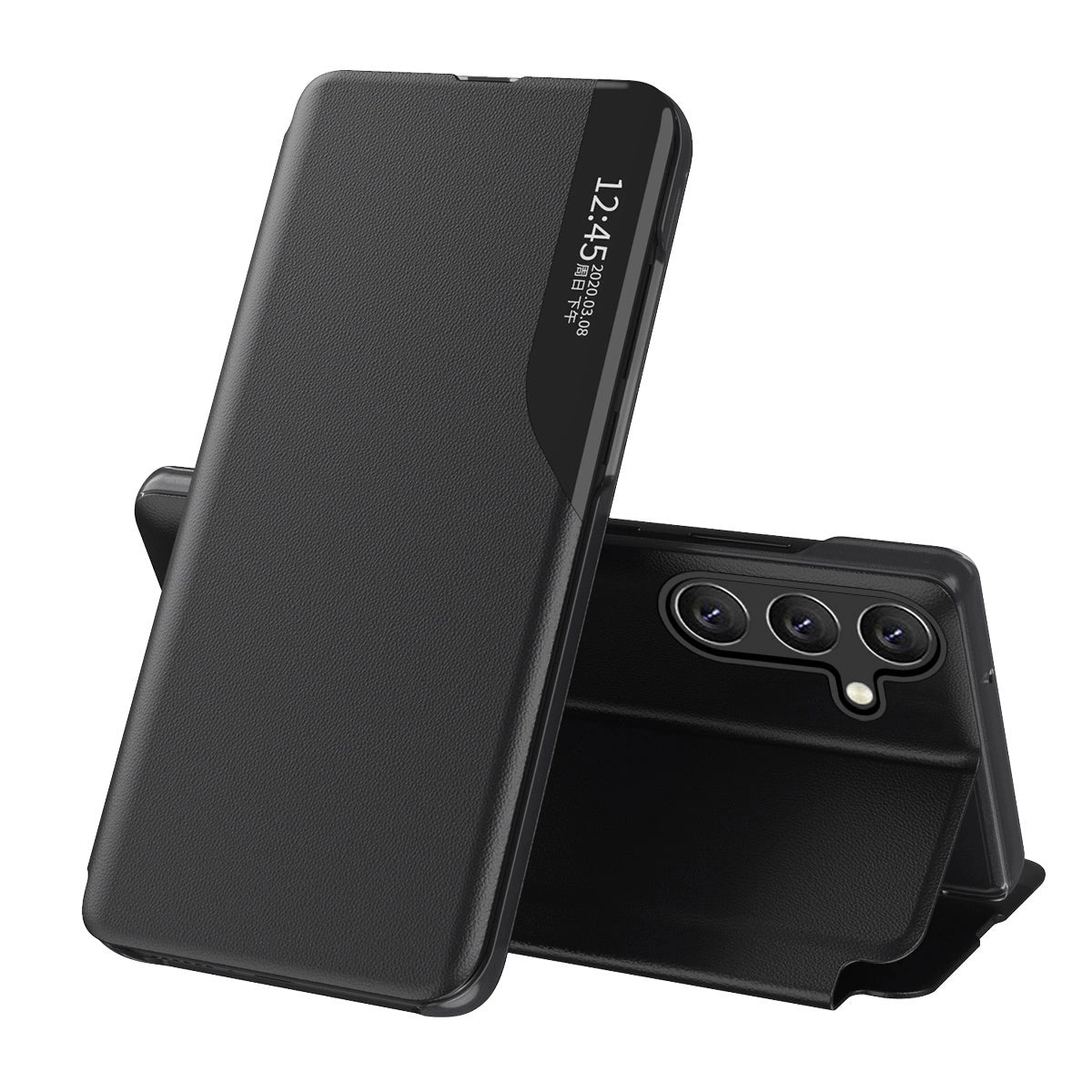 Eco Leather View Case elegant case with flap and stand function for Samsung Galaxy A36 - black_0