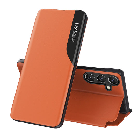 Eco Leather View Case elegant case with flap and stand function for Samsung Galaxy A36 - orange_0