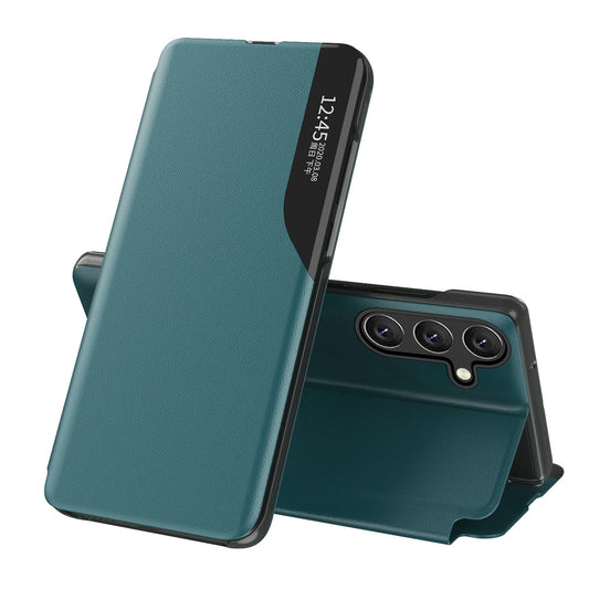 Eco Leather View Case elegant case with flap and stand function for Samsung Galaxy A36 - green_0