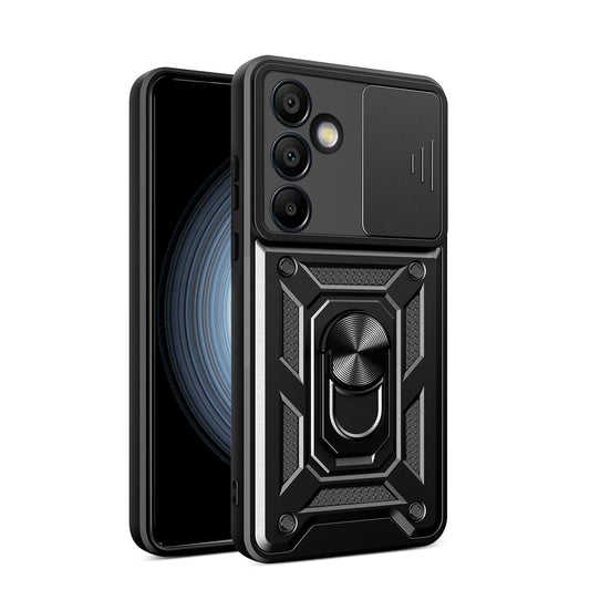 Hybrid Armor Camshield with Stand and Camera Cover for Samsung Galaxy A36 - Black_0