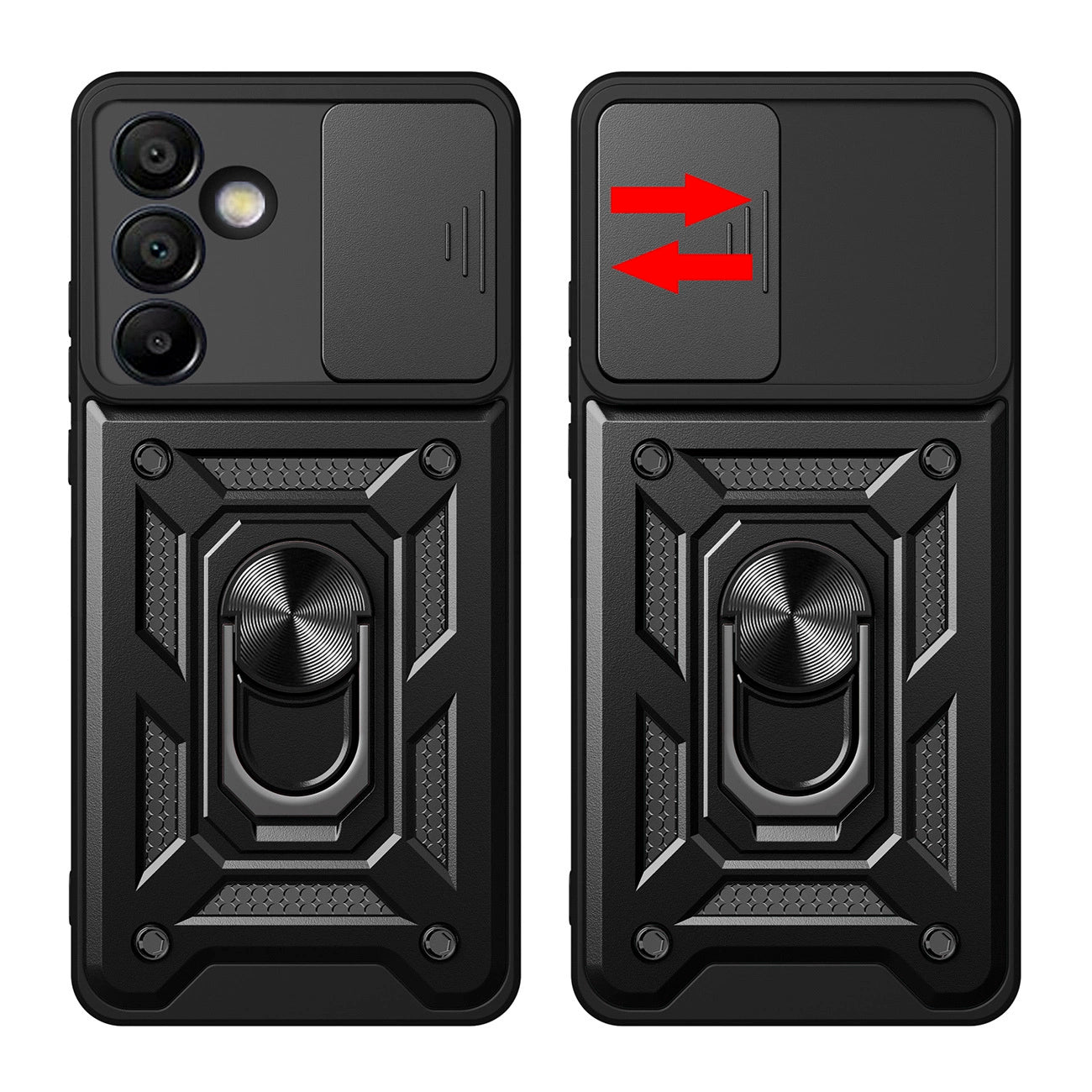 Hybrid Armor Camshield with Stand and Camera Cover for Samsung Galaxy A36 - Black_1