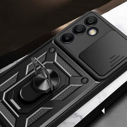 Hybrid Armor Camshield with Stand and Camera Cover for Samsung Galaxy A36 - Black_2