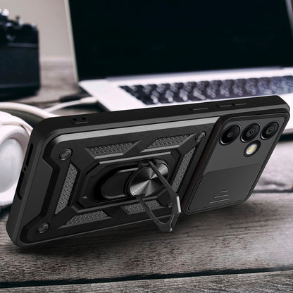 Hybrid Armor Camshield with Stand and Camera Cover for Samsung Galaxy A36 - Black_3
