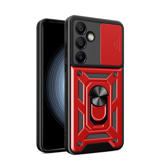 Hybrid Armor Camshield with Stand and Camera Cover for Samsung Galaxy A36 - Red_0