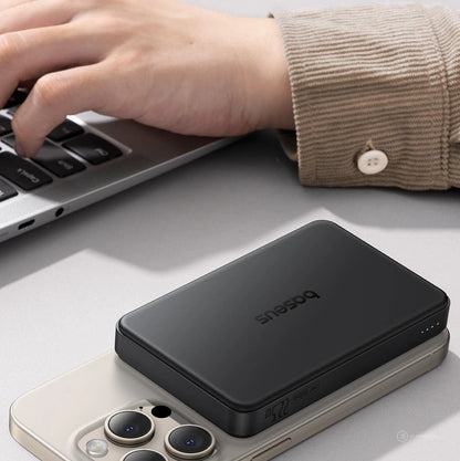 Baseus Airpow II 10000mAh Qi2 Power Bank with MagSafe 22.5W with Baseus Simple Series USB-C Cable - USB-C 20V/3A (30cm) - Black_5