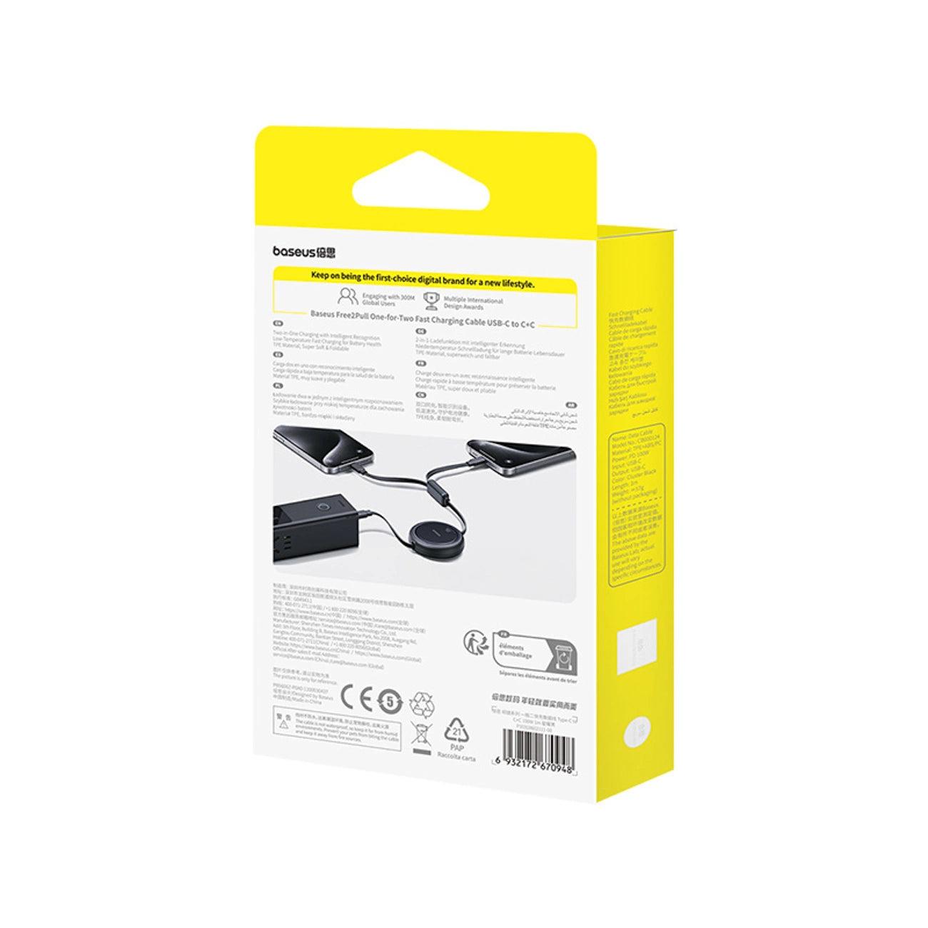 Baseus Bright Mirror Series USB-C Retractable Cable - 2 x USB-C 100W 1m - Black_5