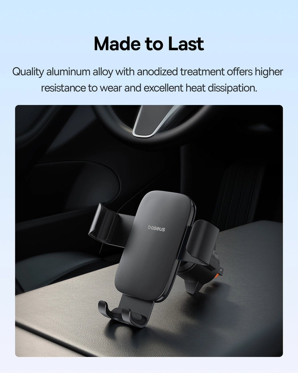 Baseus Metal Age 3 Car Phone Holder, Gravity, for Air Vent - Black_4