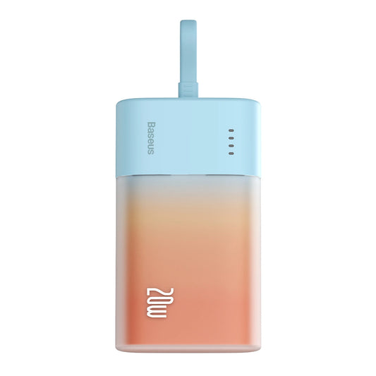 Baseus Popsicle 5200mAh 20W Powerbank with Built-in Lightning Cable (+ White Baseus Simple USB-C - USB-C 60W/20V/3A/30cm Cable) - Blue-Orange_0