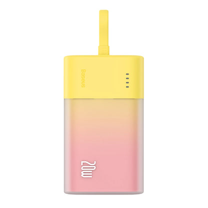 Baseus Popsicle 5200mAh 20W Powerbank with Built-in Lightning Cable (+ White Baseus Simple USB-C - USB-C 60W/20V/3A/30cm Cable) - Yellow-Pink_0