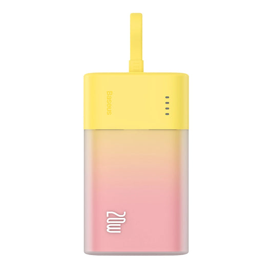 Baseus Popsicle 5200mAh 20W Powerbank with Built-in Lightning Cable (+ White Baseus Simple USB-C - USB-C 60W/20V/3A/30cm Cable) - Yellow-Pink_0
