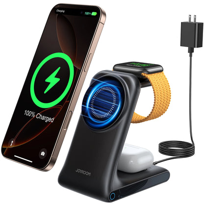 Joyroom JR-W15 Wireless Charger 3 in 1 Charging Station with MagSafe - Black_1