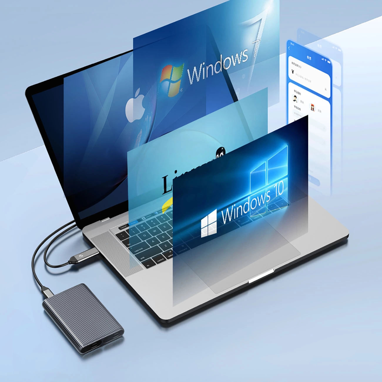 Kieszeń dyskowa podwójna Orico AM2C3-2SN na dwa dyski M.2 SATA+NVME USB-C 3.2 6Gb/s / 10Gb/s - szara_4