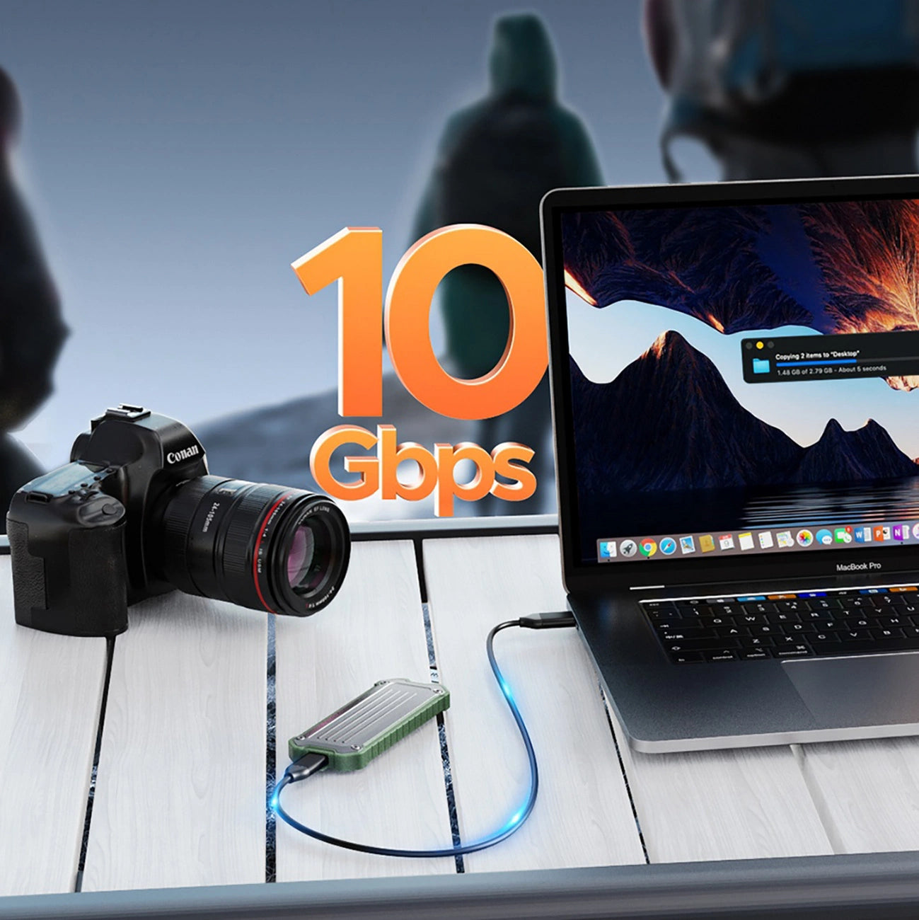 Wzmocniona kieszeń dyskowa Orico OTPX-G2 M.2 NVMe/SATA SSD USB-C 3.2 taktyczna - szaro-zielona_2