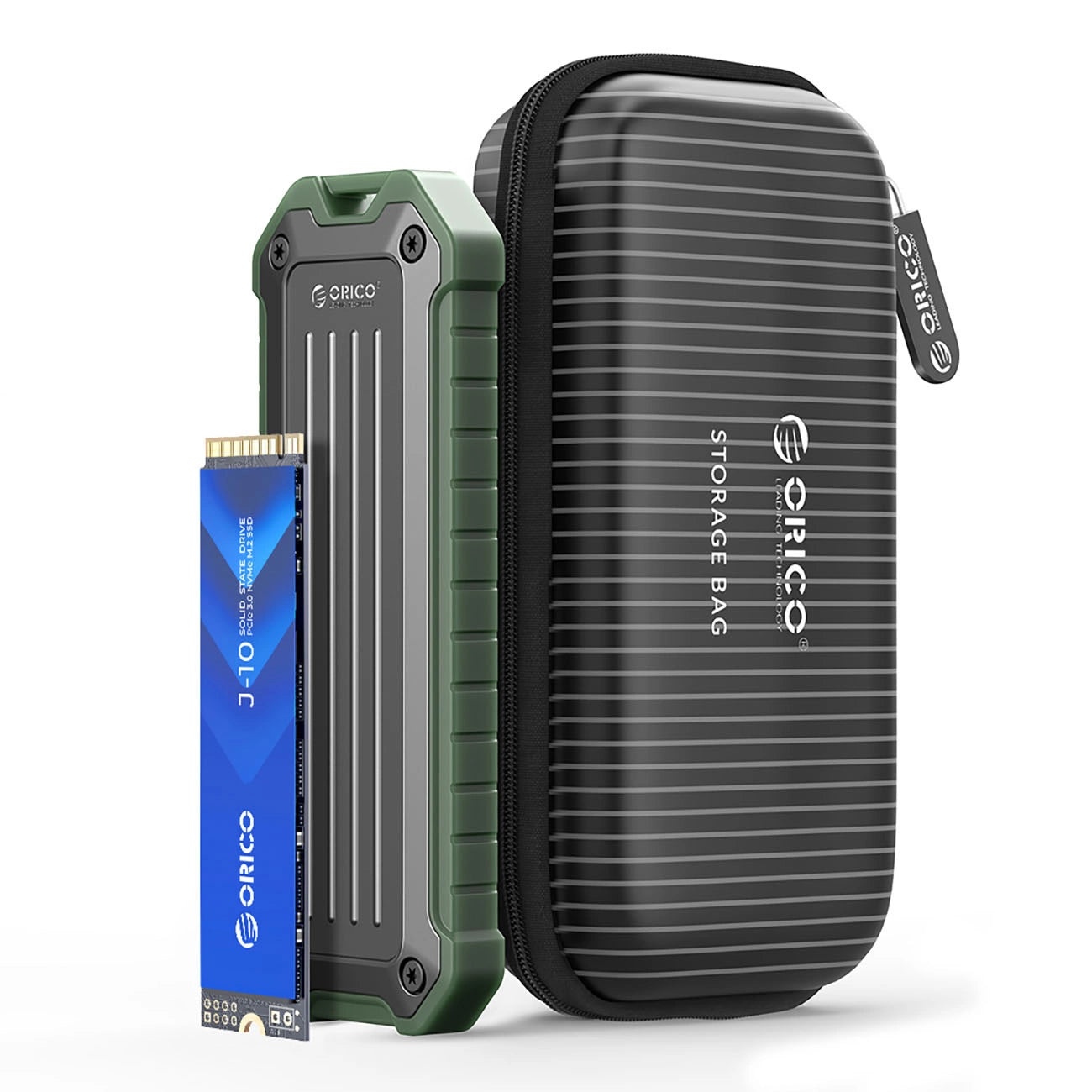 Wzmocniona kieszeń dyskowa Orico OTPX-G2 M.2 NVMe/SATA SSD USB-C 3.2 taktyczna - szaro-zielona_3