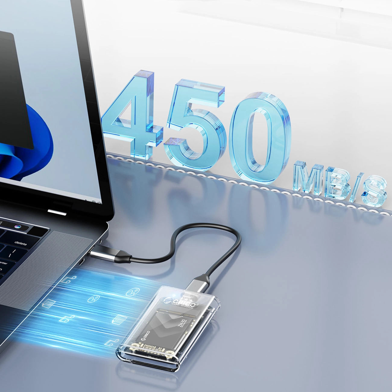 Orico TC10-MS MSATA USB-C 3.2 5Gb/s Disk Cartridge - Transparent_3