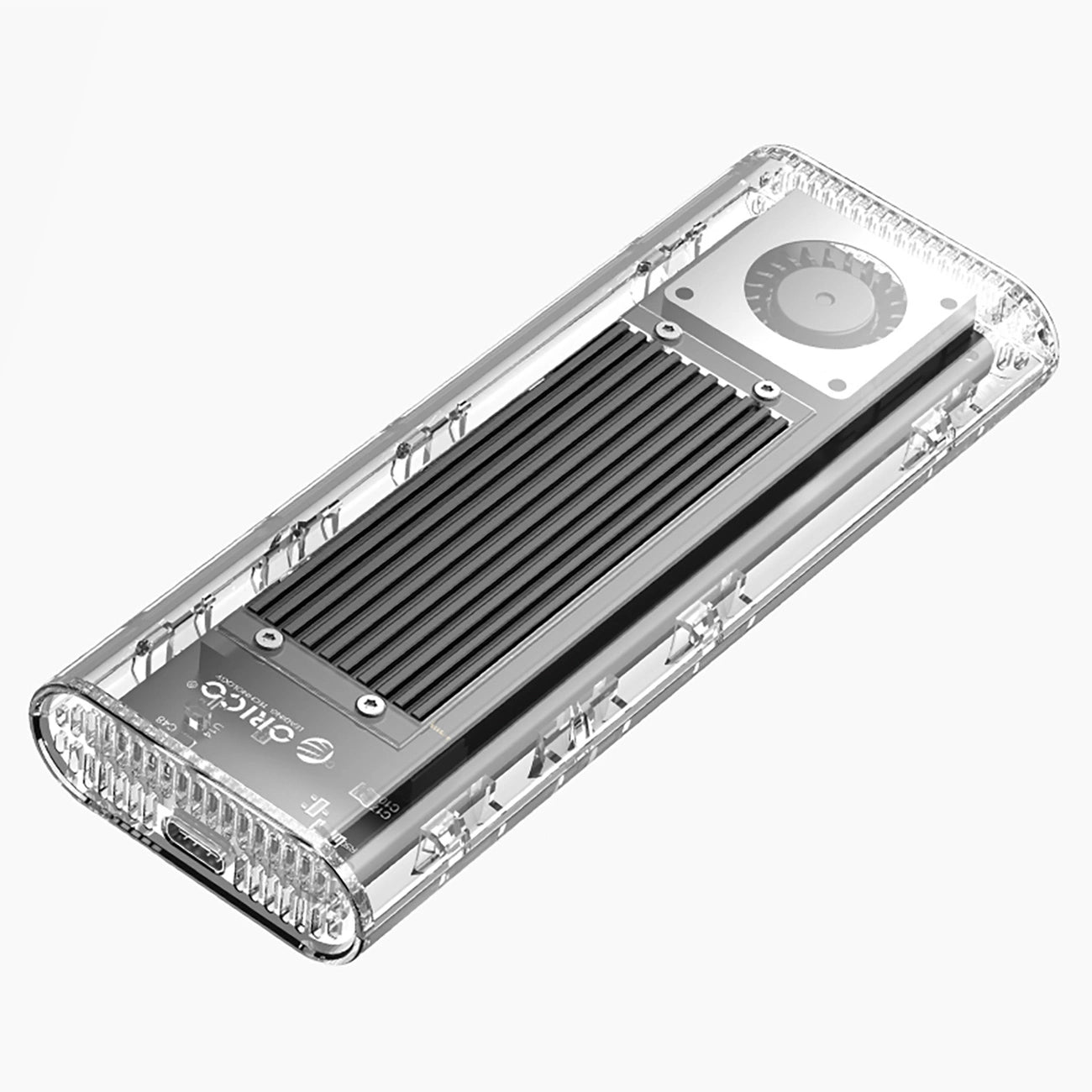 Orico TCM2-G20 M.2 NVME USB-C 3.2 20Gb/s Disk Drive - Silver/Transparent_1