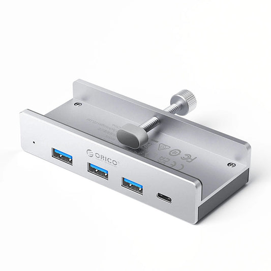 Orico MH4PC Hub Clamp-Mounted USB-C / 3x USB-A 3.0 + 1x USB-C 3.0 - Silver_0