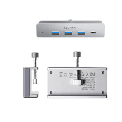 Orico MH4PC Hub Clamp-Mounted USB-C / 3x USB-A 3.0 + 1x USB-C 3.0 - Silver_1