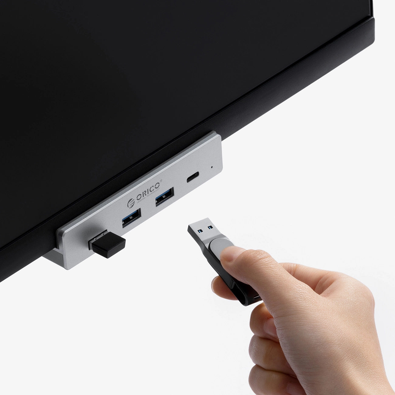 Orico MH4PC Hub Clamp-Mounted USB-C / 3x USB-A 3.0 + 1x USB-C 3.0 - Silver_4