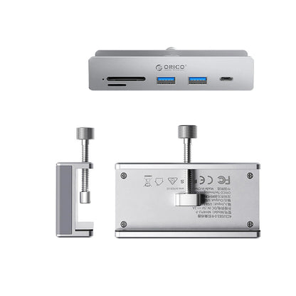 Orico MH5PC Hub Clamp-Mounted USB-C / 2x USB-A 3.2 + 1x USB-C 3.2 + 1x SD&amp;TF - Silver_1