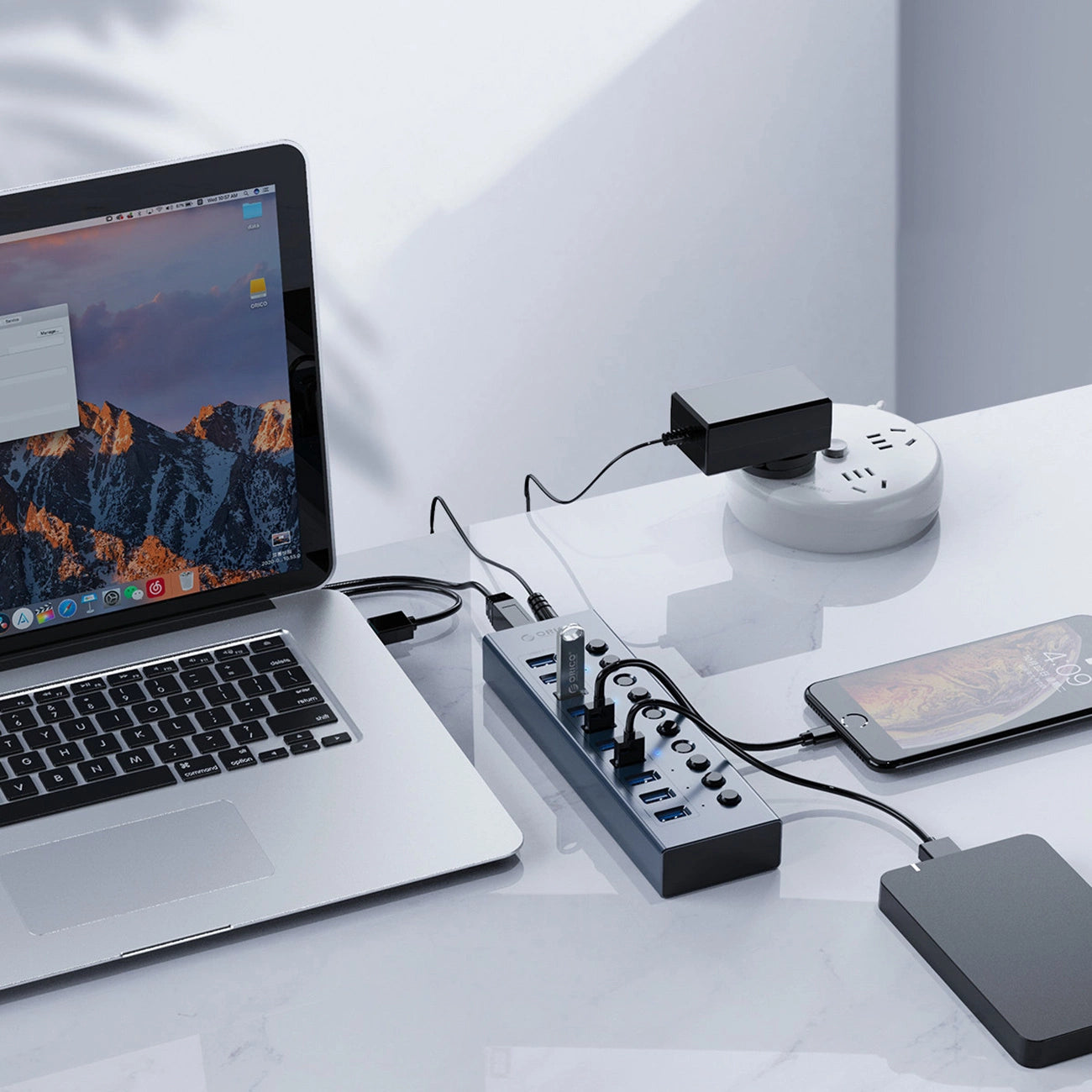 Orico BT2U3-13AB Hub 13x USB-A 3.0 with switches - gray_3