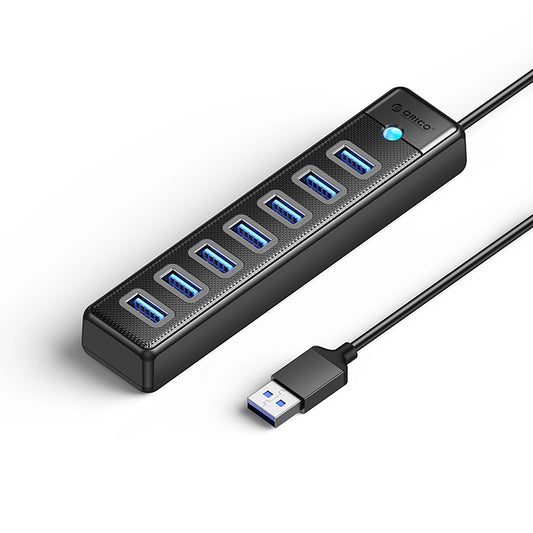 Orico PW7U-U3 hub 7x USB-A 3.0 + USB-C 5V/3A 1m - black_0