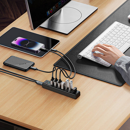 Orico PW7U-U3 hub 7x USB-A 3.0 + USB-C 5V/3A 1m - black_2
