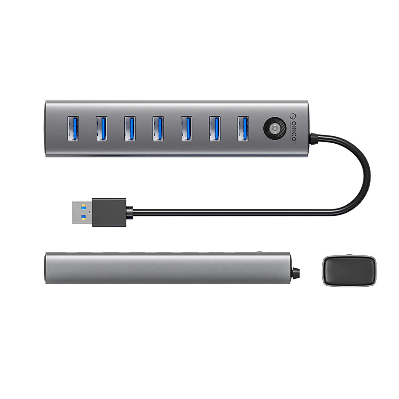 Orico CL7U-U3 hub 7x USB-A 3.0 + USB-C 5V/3A 1m - gray_1