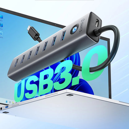 Orico CL7U-U3 hub 7x USB-A 3.0 + USB-C 5V/3A 1m - gray_2