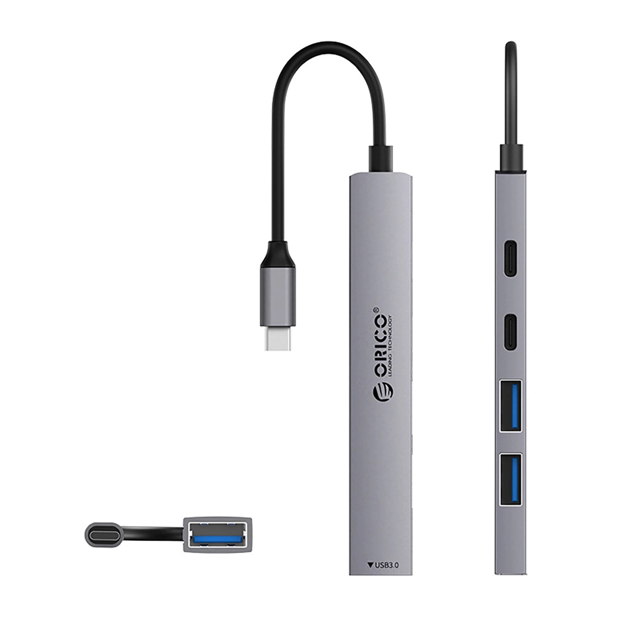 Orico YSB4-U2 USB-A/USB-C Hub Docking Station 2x USB-A 2.0 + 1x USB-A 3.0 + 1x USB-C 2.0 + 1x USB-C - Gray_1