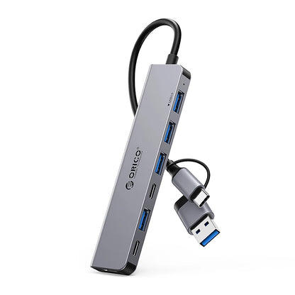 Orico YSA7-U3 USB-A/USB-C Hub Docking Station 4x USB-A 2.0 + 1x USB-A 3.0 + 2x USB-C 2.0 - Gray_0