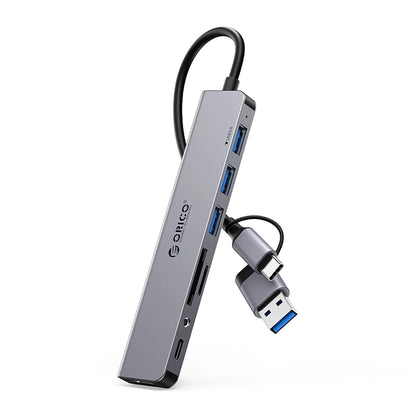 Orico YSA8-U3 USB-A/USB-C Hub Docking Station 3x USB-A 2.0 + 1x USB-A 3.0 + 1x USB-C 2.0 + 1x 3.5mm Audio + 2x TF&amp;SD - Gray_0