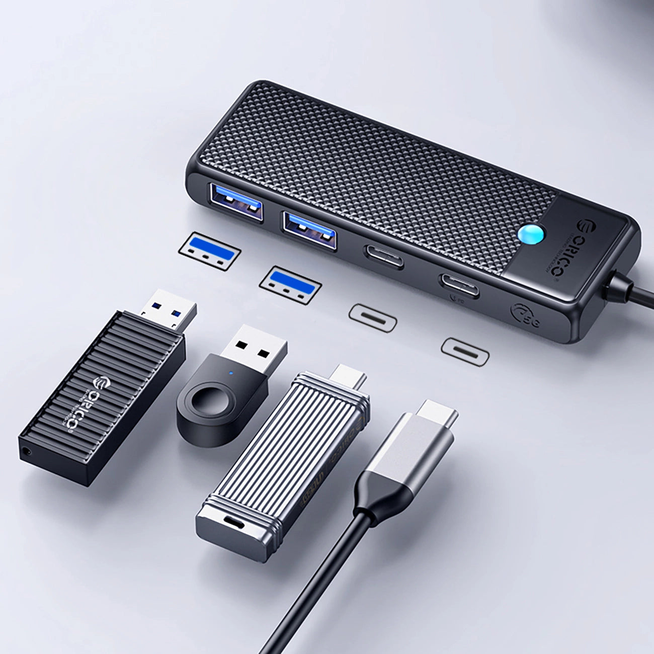 Hub USB-C Orico PAPW2AC-C3 docking station 2x USB-A 3.0 + 2x USB-C 3.0 - black_2